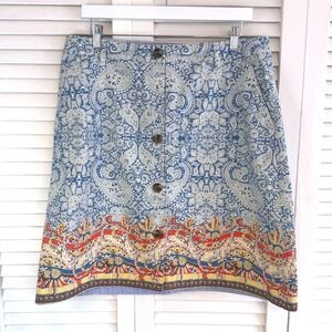 LANDS' END Womens‎ Boho Paisley Button Skirt SZ 12